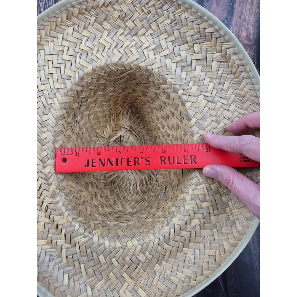 VTG Sun Hat Unisex Wide Brim w/ Abstract Multicolor Belt Made in Mexico 80s/ 90s - Picture 7 of 9